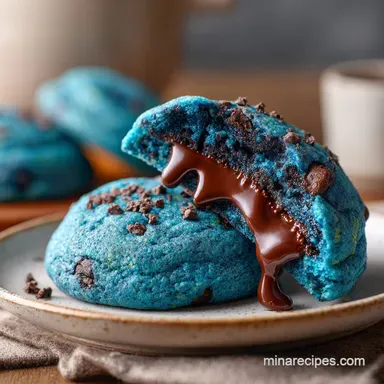 Big Blue Monster Stuffed Cookies: Molten Recipe Card