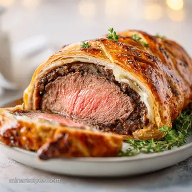 Beef Wellington Recipe: Traditional Roasted Tenderloin for 6 Recipe Card