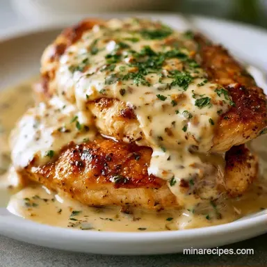 Creamy Garlic Chicken Breast for 4 Recipe Card