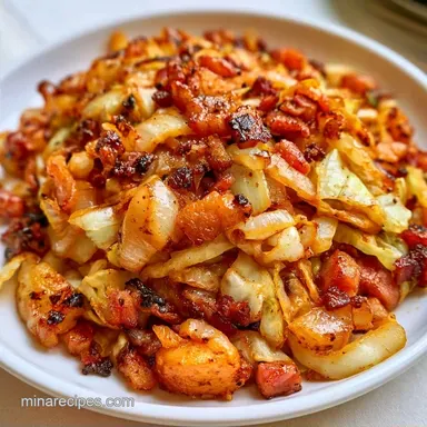 Fried Cabbage and Onions with Bacon