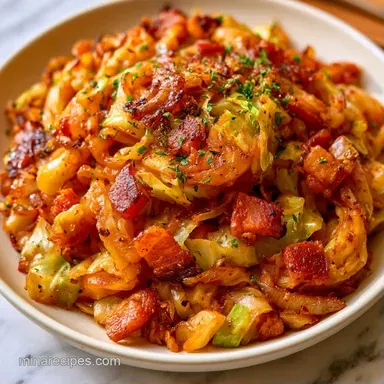 Fried Southern Cabbage with Bacon Recipe Card