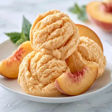 Creamy Peach Ice Cream Recipe Card