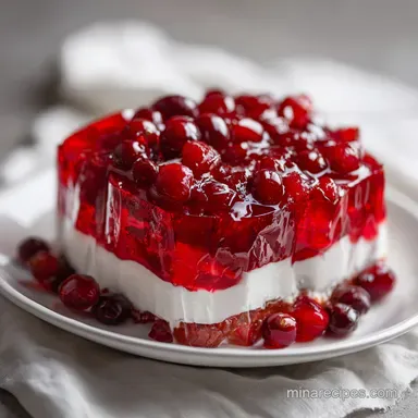 Cranberry Jello Salad with Cream Cheese for 12 Servings Recipe Card