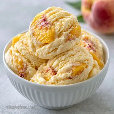 Cream Ice Cream with Yellow Peaches Recipe Card