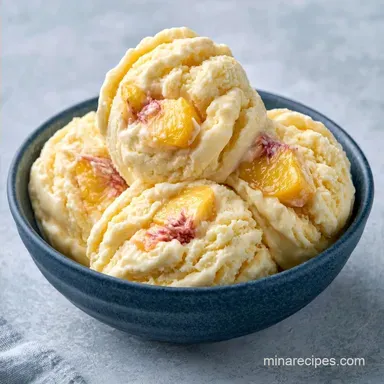 Cream Ice Cream with Yellow Peaches