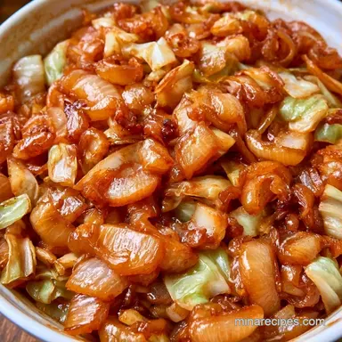 Saut&eacute;ed Cabbage and Onions with Garlic Recipe Card