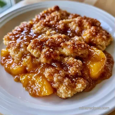 Southern Peach Cobbler with Fresh Peaches Recipe Card