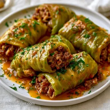 Stuffed Cabbage with Ground Beef Recipe Card