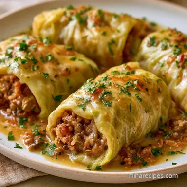 Vegetarian Stuffed Cabbage with Mushrooms Recipe Card