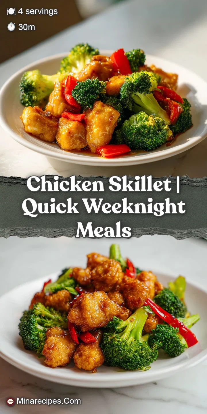 Close-up of juicy, seared chicken skin with glistening sauce and vibrant green herbs in a dark cast-iron pan.