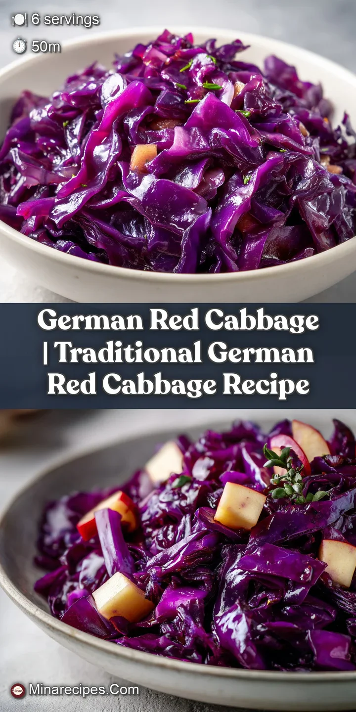 Close-up of shimmering purple cabbage and tender apple slices coated in a rich, translucent sauce with soft textures.