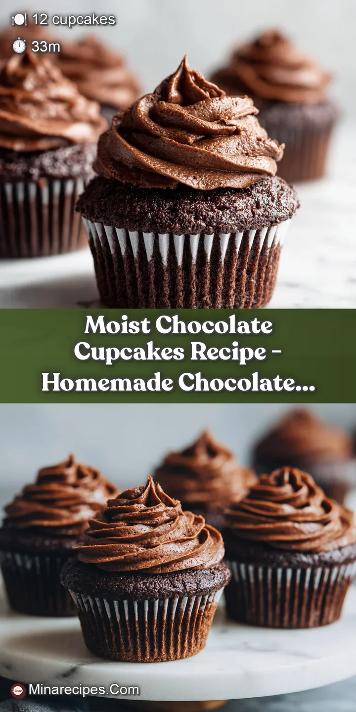 Close-up of a moist chocolate cupcake, its tender interior peeking through a thick, creamy swirl.