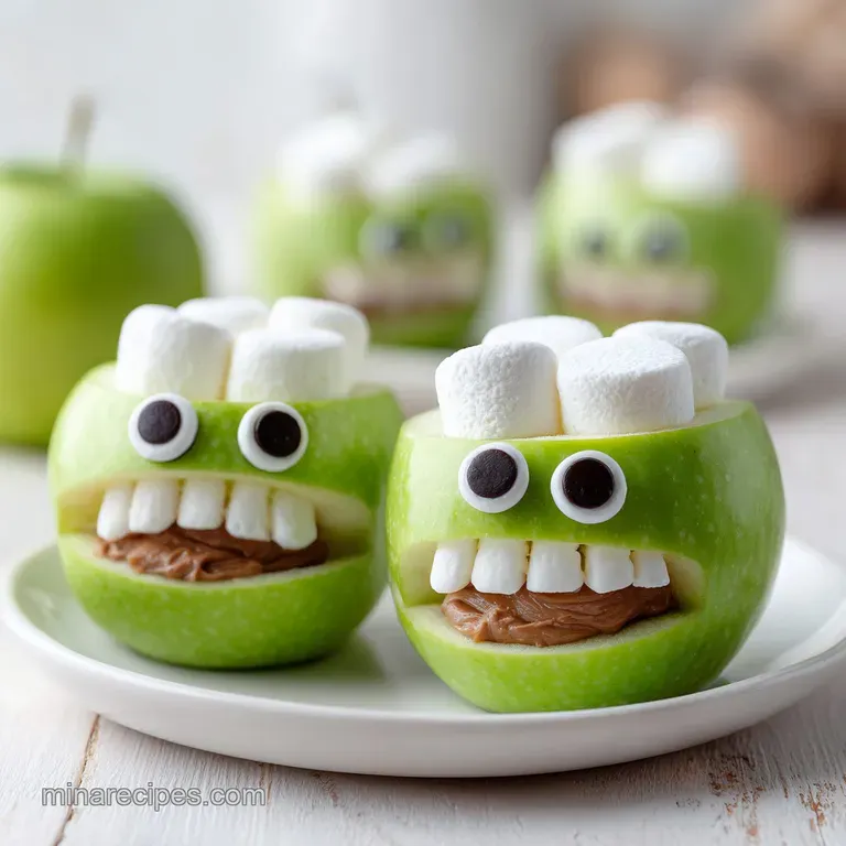 Neatly arranged apple wedges on a white platter, topped with swirling cream and tiny colorful sugar decorations.