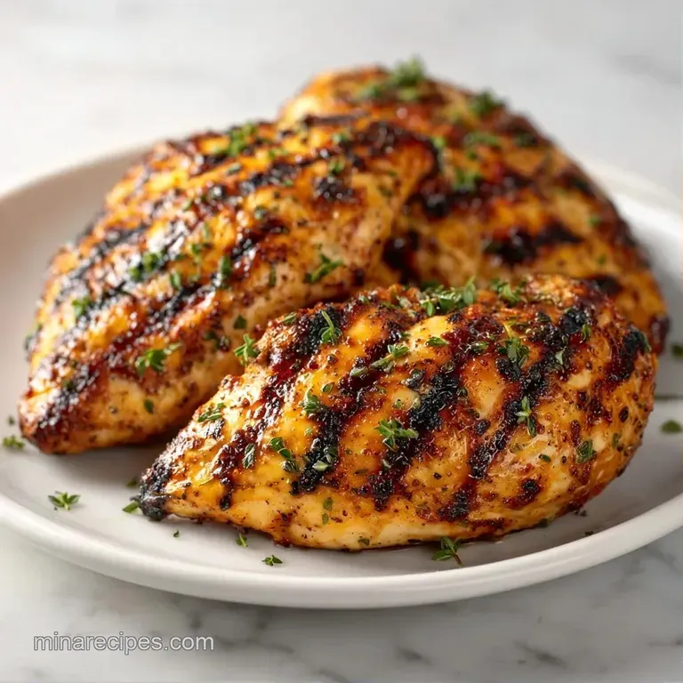 Sliced grilled chicken breasts on a white ceramic plate paired with vibrant greens and bright yellow lemon wedges.