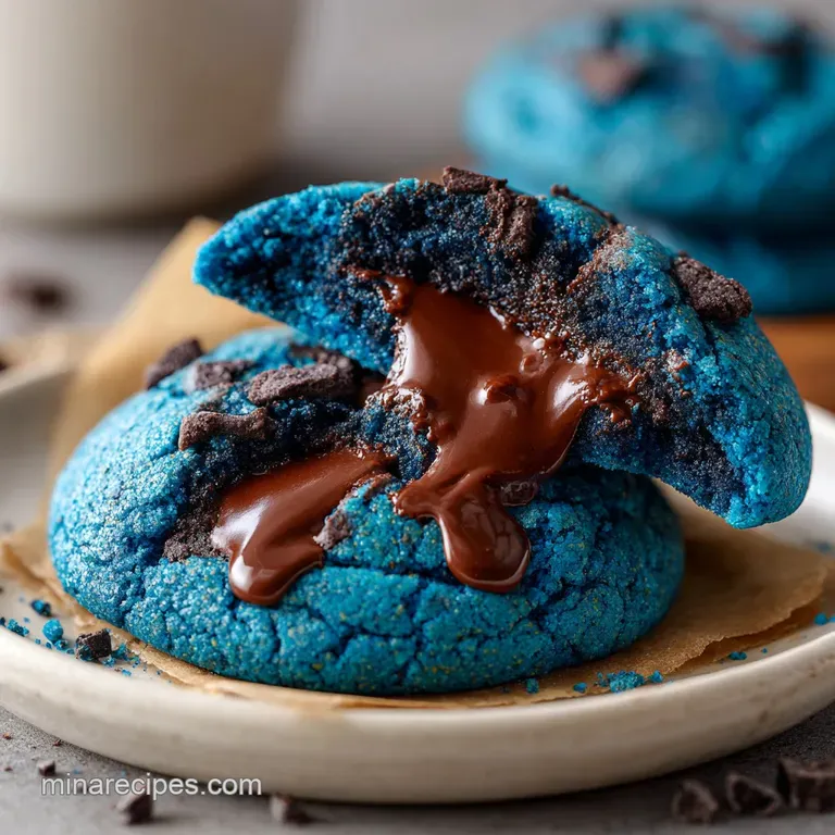 Big Blue Monster Stuffed Cookies: Gooey Molten Center