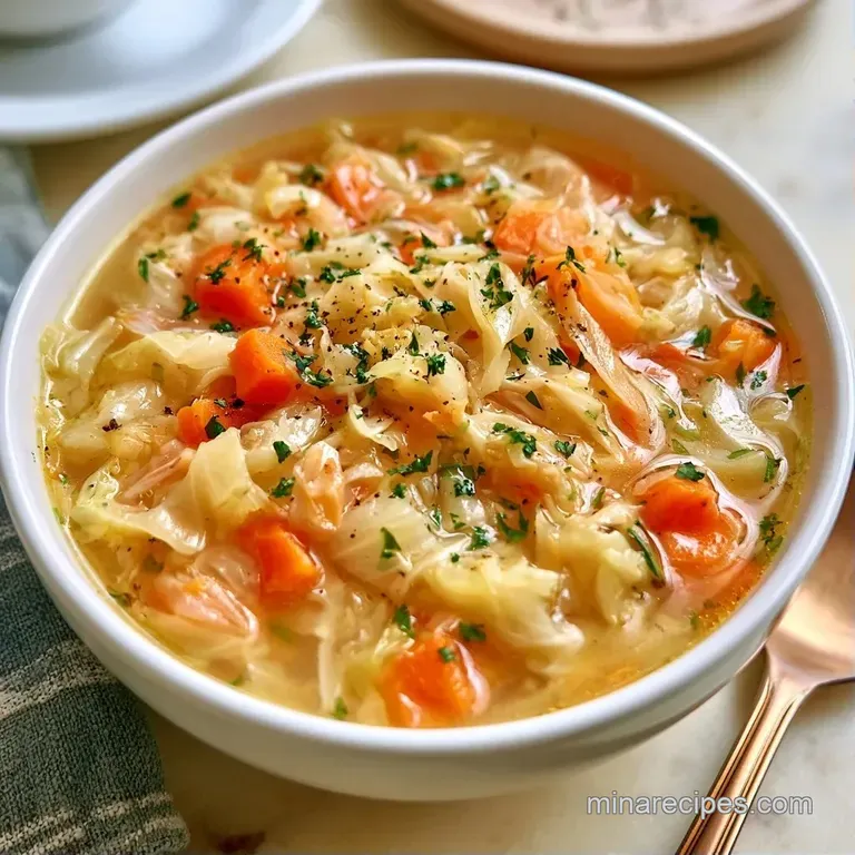 A white ceramic bowl of colorful vegetable soup topped with chopped fresh parsley on a rustic wooden tabletop.