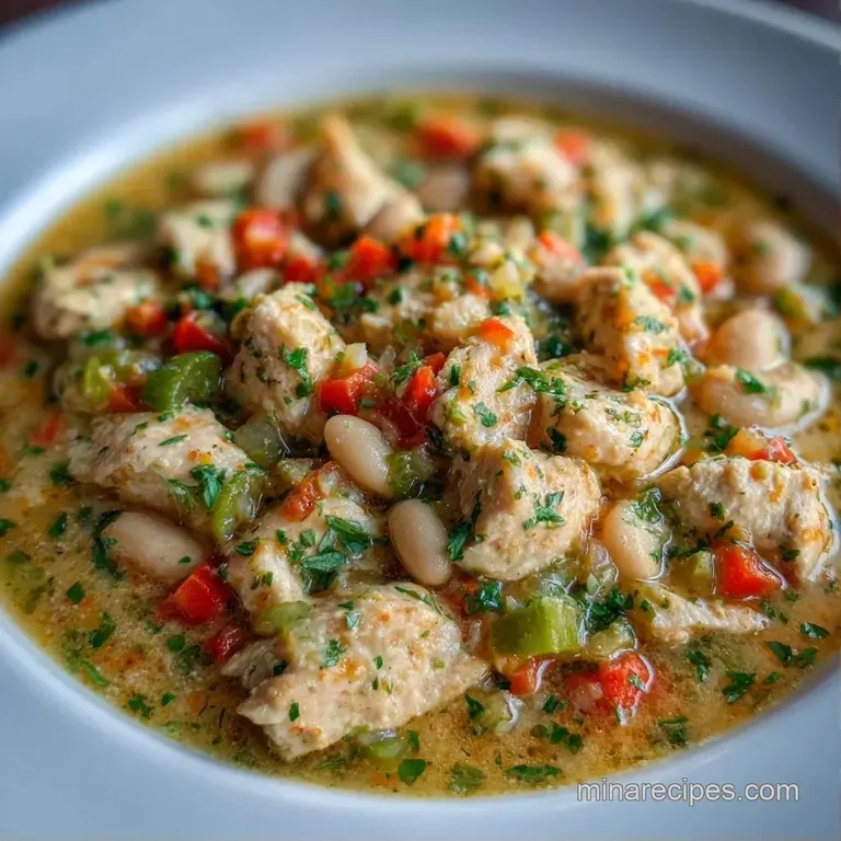 Thick, velvety white stew in a modern bowl topped with sliced avocado and lime, served with toasted sourdough.