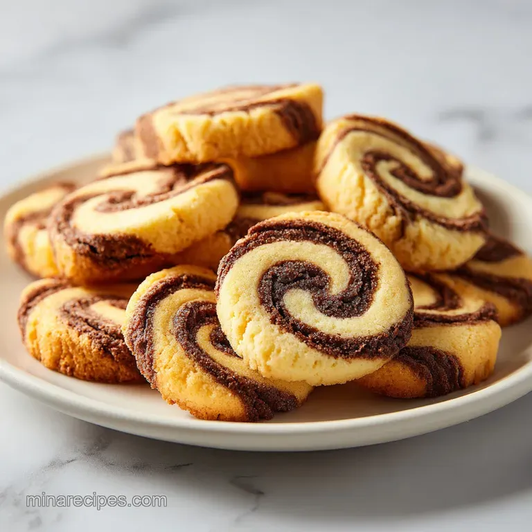Three spiraled buttery biscuits stacked neatly on a white ceramic plate beside a glass of cold milk and a linen napkin.
