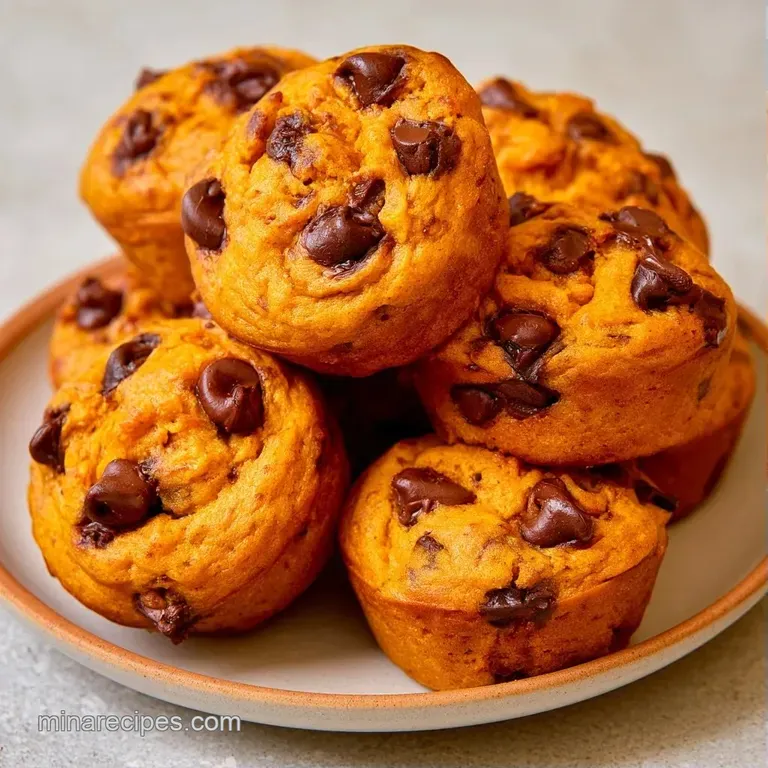 A stack of moist orange muffins on a white ceramic plate, garnished with a dusting of cinnamon and a linen napkin.