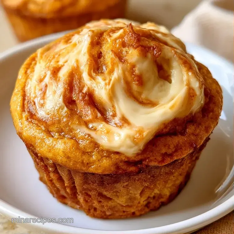 Two fluffy orange muffins on a marble platter, garnished with a dusting of sugar and a small cinnamon stick