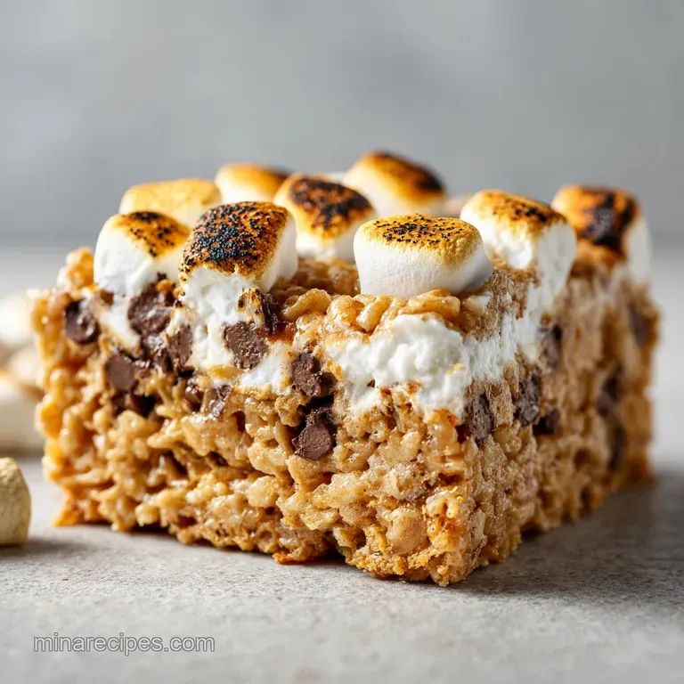 S mores Rice Krispies Treat with Toasted Marshmallows