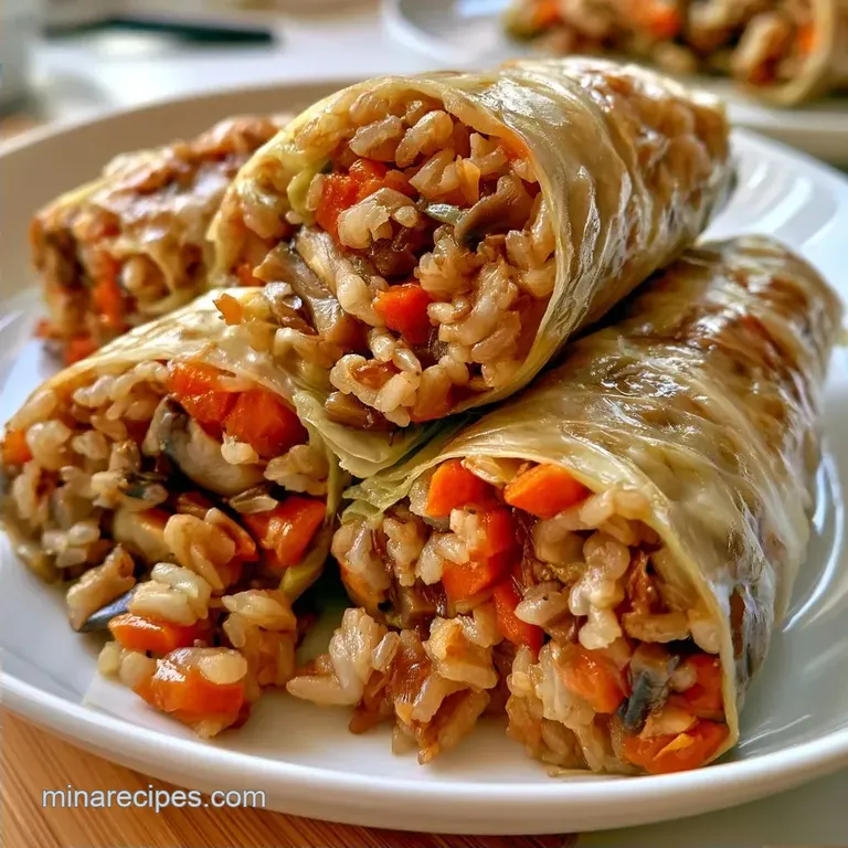 Vegetarian Cabbage Wraps with Mushrooms